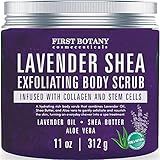 First Botany Body Scrub - Natural Exfoliating Salt Scrub & Body and Face Souffle helps with Moisturizing Skin, Acne, Cellulite, Dead Skin Scars, Wrinkles (10 fl oz, Lavender)