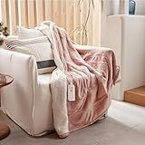 GOTCOZY Heated Blanket Electric Throw 50''X60''- Soft Silky Plush Electric Blanket with 4 Heating Level & 3 Hour Auto Off Heating Blanket, ETL Certified Machine Washable (Rose Dust)