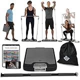 EVO Gym - Portable Home Gym Strength Training Equipment, at Home Gym | All in One Gym - 8 Resistance Bands, Base Holds Gym Bar & Handles for Travel | Portable Gym & Home Exercise Equipment | 220LBS