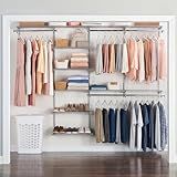 Rubbermaid Configurations Deluxe Custom Closet Kit 4-8 Ft. Adjustable Metal Wire Shelving Titanium Finish Expandable Organization System Hardware Included for Home Closet/Pantry/Laundry/Mudroom