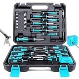 Magnetic Screwdrivers Set with Case, Amartisan 43-piece Includs Slotted, Phillips, Hex, Pozidriv,Torx and Precision Screwdriver Set, Magnetizer Demagnetizer Tools, Tools for Men (Blue))