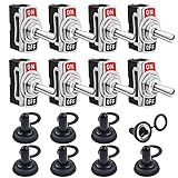 COROTC 8 Pack Toggle Switches, 2 Pin 20A 125V AC/ 15A 250V AC ON Off Switch, SPST Car Rocker Switches with Boot Cap Cover, 12V Heavy Duty Waterproof Toggle Switch