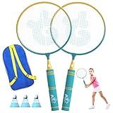 Kids Badminton Rackets Set with Soft Grip, Oversize & Lightweight Shuttlecocks Racquet with Carry Bag for Children Youth, 2 Player Sport Game for Indoor Outdoor Backyard