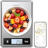 RENPHO Digital Food Scale with Nutritional Calculator, Smart Food Kitchen Scale, Food Weight Scale Grams and Ounces for Weight Loss, Calorie, Macro and Cooking, Stainless Steel