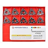 Hopson Tools Carbide Turning Inserts WNMG 431 PF / WNMG080404 for Finishing Cutting Steel, Wnmg Insert for CNC Lathe Turning Tools, 10 PCS