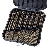 Sinyeenglon Cobalt Drill Bit Set for Hardened Metal and Stainless Steel, 99Pcs M35 High Speed Steel Twist Jobber Metal Drill Bits 1/16"-3/8", with Plastic Index Storage Case