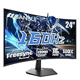 SANSUI 24 Inch Curved 160Hz Gaming Monitor,1500R Curved Gaming Monitor FHD 1080P Computer Monitor,MPRT 1ms Fast VA Display,Freesync,HDR,3000:1, HDMI2.0,DP1.4, VESA Support(ES-G24C1L HDMI Cable Incl.)