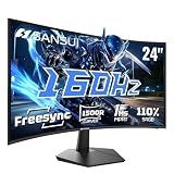 SANSUI 24 Inch Curved 160Hz Gaming Monitor,1500R Curved Gaming Monitor FHD 1080P Computer Monitor,MPRT 1ms Fast VA Display,Freesync,HDR,3000:1, HDMI2.0,DP1.4, VESA Support(ES-G24C1L HDMI Cable Incl.)