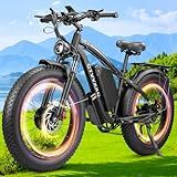6000W Peak Dual Motor Ebike for Adults - 52V 34Ah Fast Electric Bike for Men Women 45 MPH,Up to 100 Miles,24" Fat Tire Lockable Suspension Electric Bicycle for Snow Off-Road Commuter Mountain E-Bike
