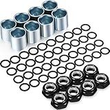 Hotop 56 Pcs Skateboard Truck Hardware Kit Includes 8 Spacers, 8 Axle Nuts and 40 Pieces Speed Rings for Skateboard and Longboard
