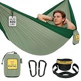 Wise Owl Outfitters Camping Hammock - Camping Essentials, Portable Hammock w/Tree Straps Up to 400lbs, Hammock for Outside, Hiking, and Travel - Single, Sage & Dark Green