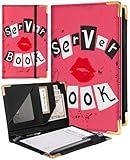 Slohif Server Book for Waitress Cute Serving Books with Zipper Pocket Accessories Leather Server Check Book Restaurant Waiter Server Booklet Organizer Ticket Book Holder Lip