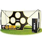 Apex Sports 12x6 FT Soccer Goal with Precision Target – Portable Soccer Net with Removable 10-Hole Target, Portable Design, Quick Setup, Ground Stakes & Collapsible Frame for Indoor/Outdoor Training