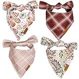 Remy+Roo Fall Dog Bandanas 4 Pack - Amber Set, Premium Durable Polyester Fabric, Patented Curved Design, Adjustable Fit for Small, Large, and XL Dogs, Trendy Patterns, Dog Fall Bandanas (Large)