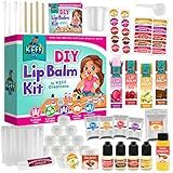 KEFF 51Pcs Lip Balm Making Kit - DIY Set for Natural Ingredients - Make Your Own Lip Gloss & Lip Balm for Kids Makeup Kit with Beeswax, Shea Butter, Flavor Oils, Mica Color Powders