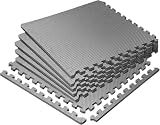 HulkFit Puzzle Exercise Mat, 1/2 Inch EVA Interlocking Foam Gym Flooring for Home Gym, Garage, Apartments, Shock-Absorbing Floor Tiles Workout Mat for Workout Equipment, MMA, Gymnastics, 6 Tiles