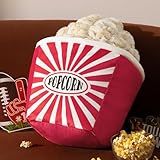 Ashler Popcorn Pillow, 14x10.5 Inch Velvet Classic Radial Stripe Print and Fluffy, Soft Popcorn Shape Decorative Throw Pillow for Couch, Living Room, Dining Room, Bed, Cute Furniture Accent, Red