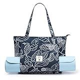 Yoga Bags for Women with Yoga Mats Bags Carrier Carryall Canvas Tote for Pilates Shoulder for Travel Office Beach Workout (Leaf)