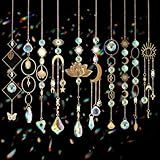 Sun Catchers, 10 Pieces Colorful Crystal Suncatcher with Chain Pendant Ornaments Hanging Crystals Prism Rainbow Maker for Windows Indoor Outdoor Car Mirror Garden Decor Wedding Party Xmas Gift