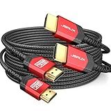 JSAUX 8K HDMI Cables 2.1 10FT 2-Pack 48Gbps Ultra High Speed Cords(8K@60Hz 7680x4320, 4K@120Hz) eARC HDR10 HDCP 2.2 & 2.3 3D, Compatible with PS5/PS4/X-Box/Roku TV/HDTV/Blu-ray/LG/Samsung QLED