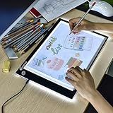 Light Box Drawing Pad, Tracing Board with Type-C Charge Cable and Brightness Adjustable for Artists, AnimationDrawing, Sketching, Animation, X-ray Viewing (A4) Not Rechargeable