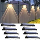 Solar Fence Lights Outdoor - 2700/4000/6000K 3 Mode, 8 Pack Solar Fence Lights Outdoor Waterproof LED, Fence Light Solar Powered for Outside, Backyard, Railing, Step, Patio,Wall and Home Improvement