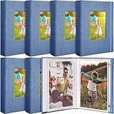 6 Pcs Small Photo Album 4 x 6 Pictures Linen Cover with Front Window Scrapbook Holds 52 Photos Mini Book Photo Album for Family Wedding Anniversary Baby Vacation(Dark Blue)