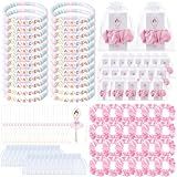 Quelay 24 Sets Party Favors Scrunchie Bracelet Card, Pink, Dance