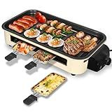 Electric Indoor Grill 1500W -2 in 1 Smokeless Indoor Grill for Kitchen with Non-stick Removable Grill & Griddle Plate,Temperature Control Korean BBQ Grill with 3 Cheese Pans Dishwasher Safe