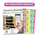 Smart Labels QR Code Stickers Pack of 48 (Neon) Made in USA - QR Code Labels for Storage & Inventory Tracking, Storage Unit Organization, App Stickers for Inventory Organization & Moving Supplies
