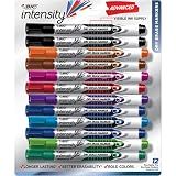 BIC Intensity Advanced Colorful Dry Erase Markers, Bullet Tip, Whiteboard Markers for Teachers and Students, School Supplies, 12-Count Pack of Assorted Colors