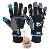 HANDLANDY Waterproof Insulated Work Gloves, 3M Thinsulate Thermal Winter Gloves for Men Women Touch Screen, Warm Ski Snowboard Cold Weather Gloves (Large, Blue)