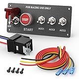 RVBOATPAT 5 in 1 Ignition Switch Panel Boat Toggle Switch Panel DC 12V 30A Racing Switch Panel Push Start Ignition Kit for Race Car Truck