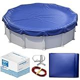 Winter Pool Cover 24 ft Round for Above Ground | Extra Thick & Durable Above-Ground Pool Cover | Sapphire Series of Premium Cold- and UV-Resistant Pool Cover | by Yankee Pool Pillow
