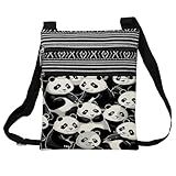 LiuenMgg Cartoon Panda Messenger Bag Small Ethnic Pattern Adjustable Strap Crossbody Zipper Pouch Adorable Phone Organizer Wallet Cute Shoulder Handbag for Panda Lovers Women