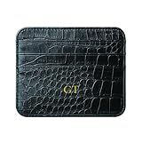 GOOEETSYH Personalized Gold Silver Initial letters Credit Card Holder Wallet for Men, Custom Name Card holder for Women, PU Leather Ultra Slim Wallet, Business Front Pocket Wallets for Boy Friend