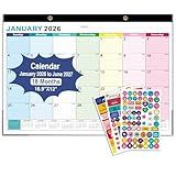 Desk Calendar2026-2027, With 3 sticker, 18 Month Calendar Running to June 2027-17" x 12" Desktop/Wall Monthly Calendar for Homeschool or Office