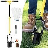 Fabulas Bulb Planter Tool Long Handle, Plant Hole Digger with Soft Grip and Serrated Base, Heavy Duty 5-in-1 Sod Lawn Grass Plugger Tool Planting Digger Garden Transplanter for Tulips Iris Flower