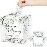 Pajean 50 Pcs Greenery Share a Memory Cards for Collections of Life, Memory Cards Box Guest Ideas for Funeral Graduation Wedding Bridal Shower Birthday Anniversary Retirement(Classic Style)