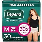 Depend Fresh Protection Adult Diapers, Incontinence & Postpartum Bladder Leak Underwear for Women, Disposable, Maximum, Medium, Blush, 30 Count, Packaging May Vary