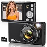 5K Digital Camera for Photography with 6X Optical Zoom, Autofocus 96MP Vlogging Camera for YouTube Video with Dual-Lens, Compact Point and Shoot Travel Cameras for Beginners with 64GB Card & Flash