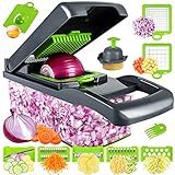 Vegetable Chopper, Pro Onion Chopper, Multifunctional 13 in 1 Food Chopper, Kitchen Vegetable Slicer Dicer Cutter,Veggie Chopper With 8 Blades,Carrot and Garlic Chopper With Container…