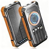 Solar Power Bank,49800mAh Wireless Portable Phone Charger with Built-in 4 Cables,22.5W Fast Charging External Battery Pack PD 3.0 USB-C In/Output for iPhone,iPad,Android,Perfect for Camping, Hiking