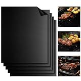 RAINFLOW Black Grill Mats 5 Pack – Nonstick BBQ Grill Mats for Outdoor Grilling, Reusable Grill Cooking Mats for Gas, Charcoal & Electric Grills, 15.75 x 13 in