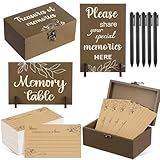 Gilprop Share a Memory Card for Celebration of Life 100 Pcs Funeral Memorial Cards 2 Wood Sign with 4 Holds Memorial Box with Pen for Funeral Decorations(Tree of Life)