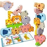 Vaiheng Toys for Toddlers 1-3, Montessori Toys for 1 2 3 4 Year Old Boys & Girls, Toy Age 2-4 0-2 Kids Baby, 1 2 3 Year Old Girls Boys Gifts, Wooden Animal Blocks Stacking Education Puzzles Toy
