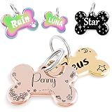 Name Pattern Art Design - Dog Tags Personalized for Pets - Custom Cats Dogs ID Tag - Stainless Steel Deep Engraving (Bone)