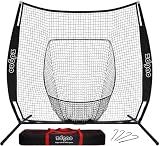 7x7FT Baseball Net for Any Skill Level Players to Batting&Hitting&Pitching | Complete Set-Net&Carry Bag&Ground Stake(Stable&Portable);Tear-resistant Fabric&Metal Frame;Easy Setup