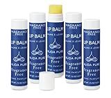 ALIDA PURE Fragrance Free Lip Balm, Vegan Set, Unscented, No Flavor, Beeswax Free, Organic Jojoba and, Avocado Oil, Vitamin E, Natural Moisturizer for Dry, Chapped, or Cracked Lips, 5 Tube Set