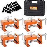 DAYDOOR Professional Cabinet Clamps 4 Pack, Heavy-Duty Cast Steel, Integrated Drill Guide & EVA Protection, Face Frame Alignment Tool for Cabinet Installation & Woodworking, Orange